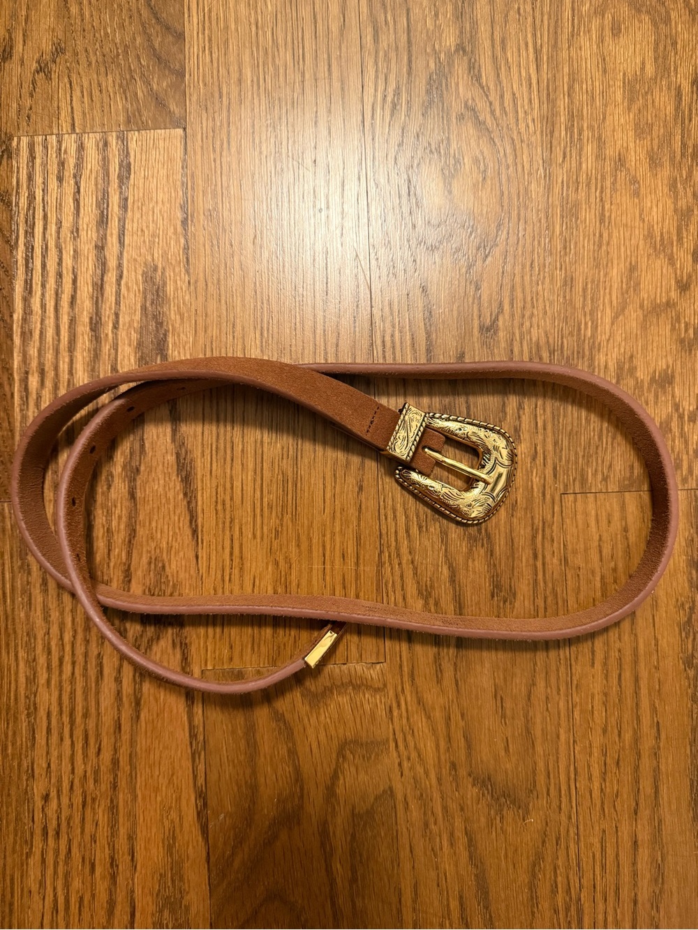 B-LOW THE BELT Women's Frank Leather Belt Brown Gold Buckle Western Small